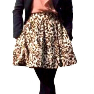 ZARA | Women’s Animal Print Pleated Skater High Waist Cotton Skirt Size M (NWOT)